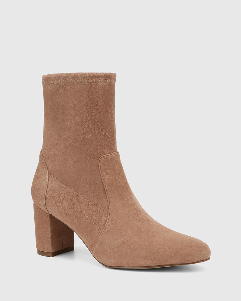 Kaci Mushroom Stretch Suede Leather Ankle Boot - Image 2