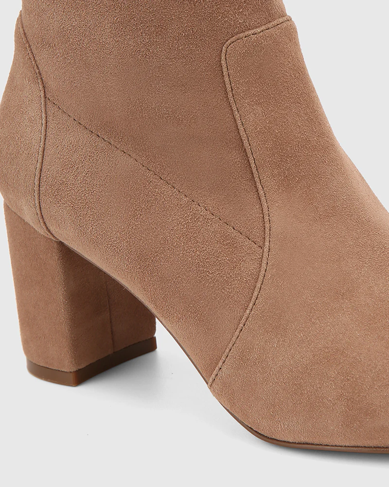Kaci Mushroom Stretch Suede Leather Ankle Boot - Image 3