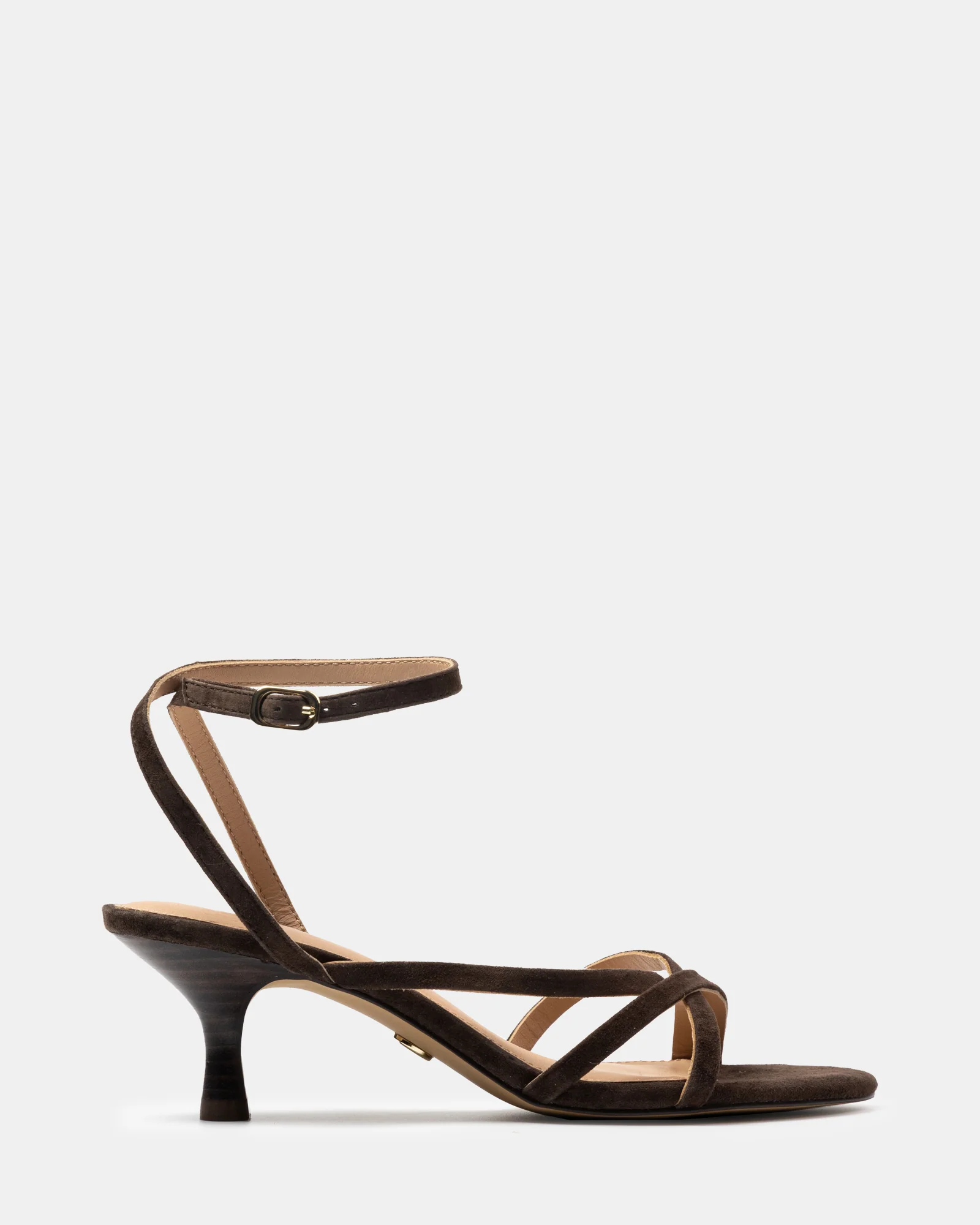 Kailee Chocolate Suede Leather Strappy Heel