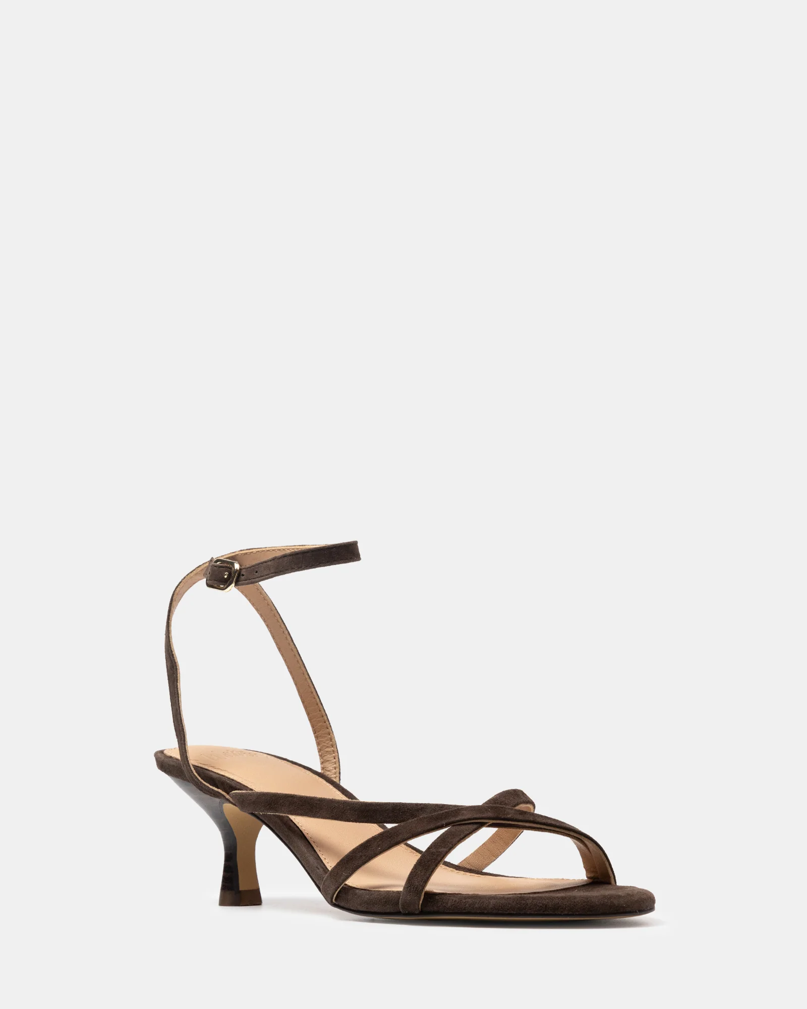 Kailee Chocolate Suede Leather Strappy Heel - Image 2
