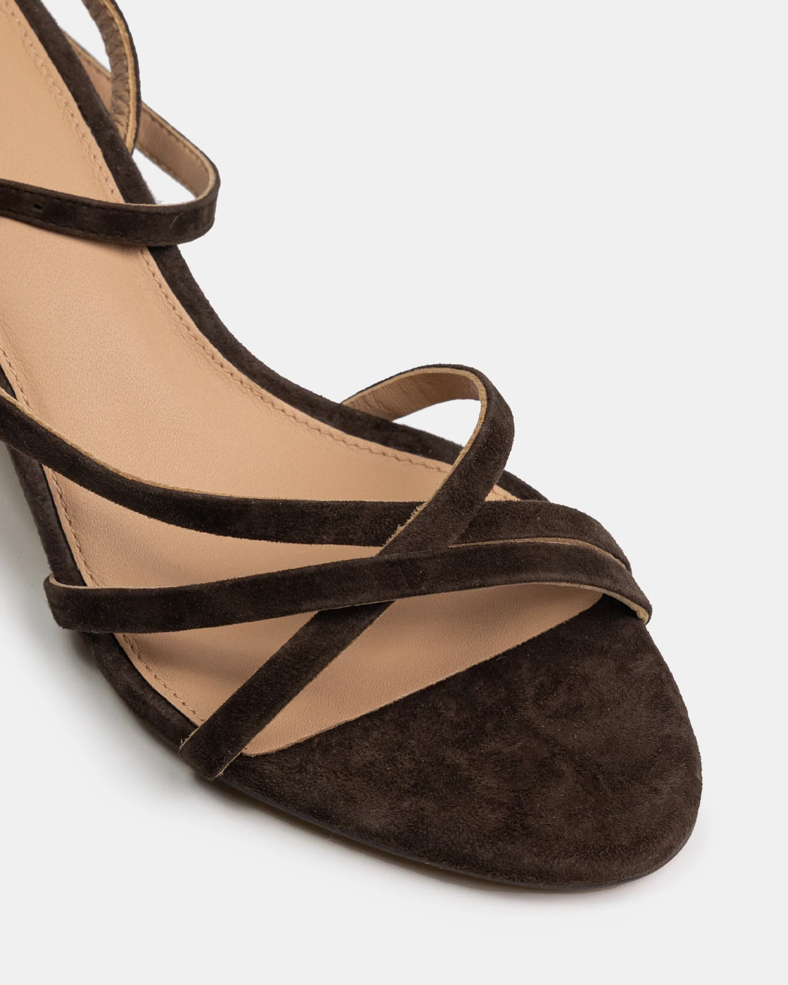 Kailee Chocolate Suede Leather Strappy Heel - Image 3