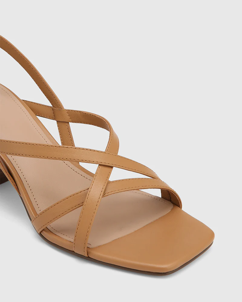Lauri Dark Sand Leather Strappy Heel - Image 3