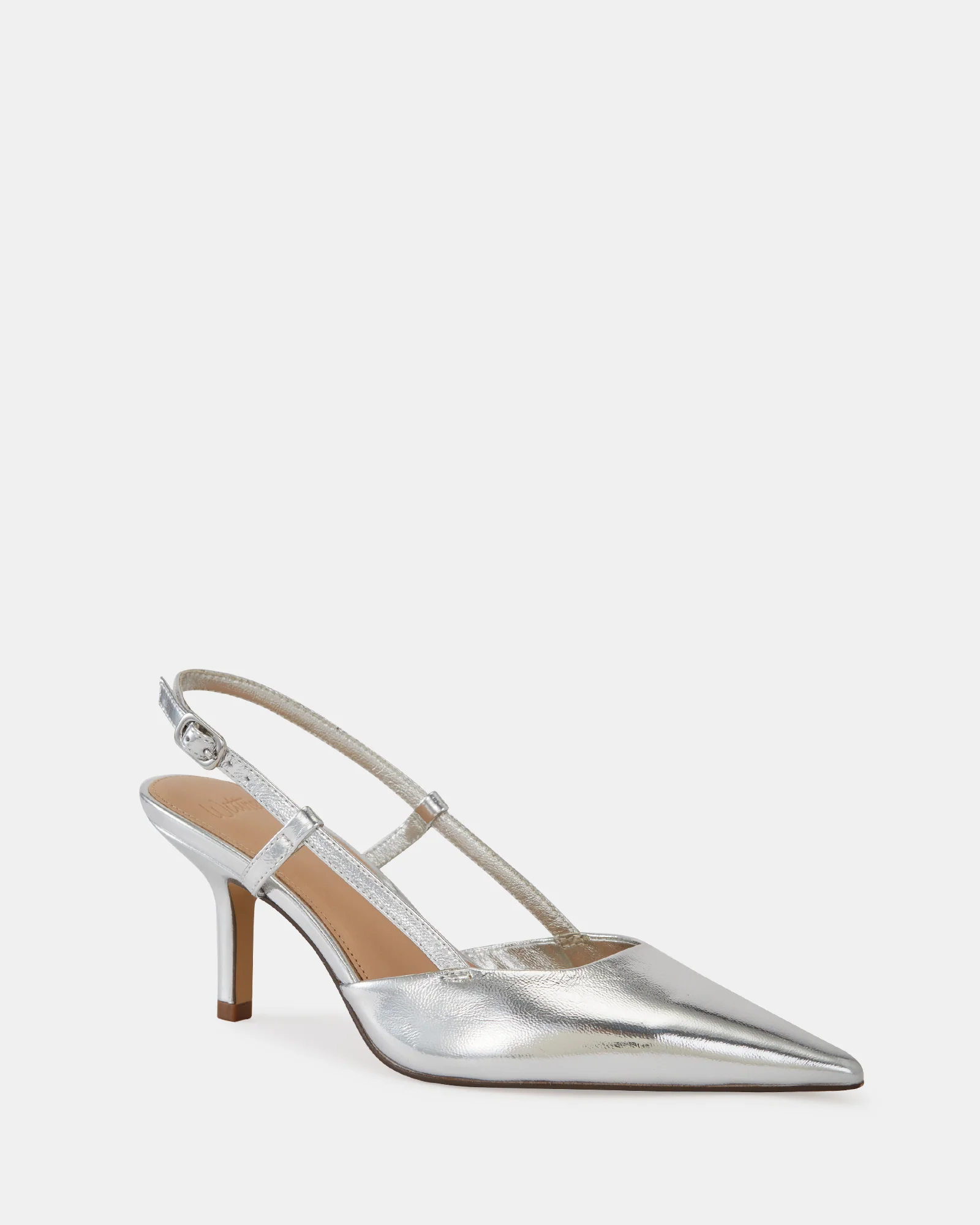 Lennox Silver Mirrored Metallic Leather Slingback - Image 2