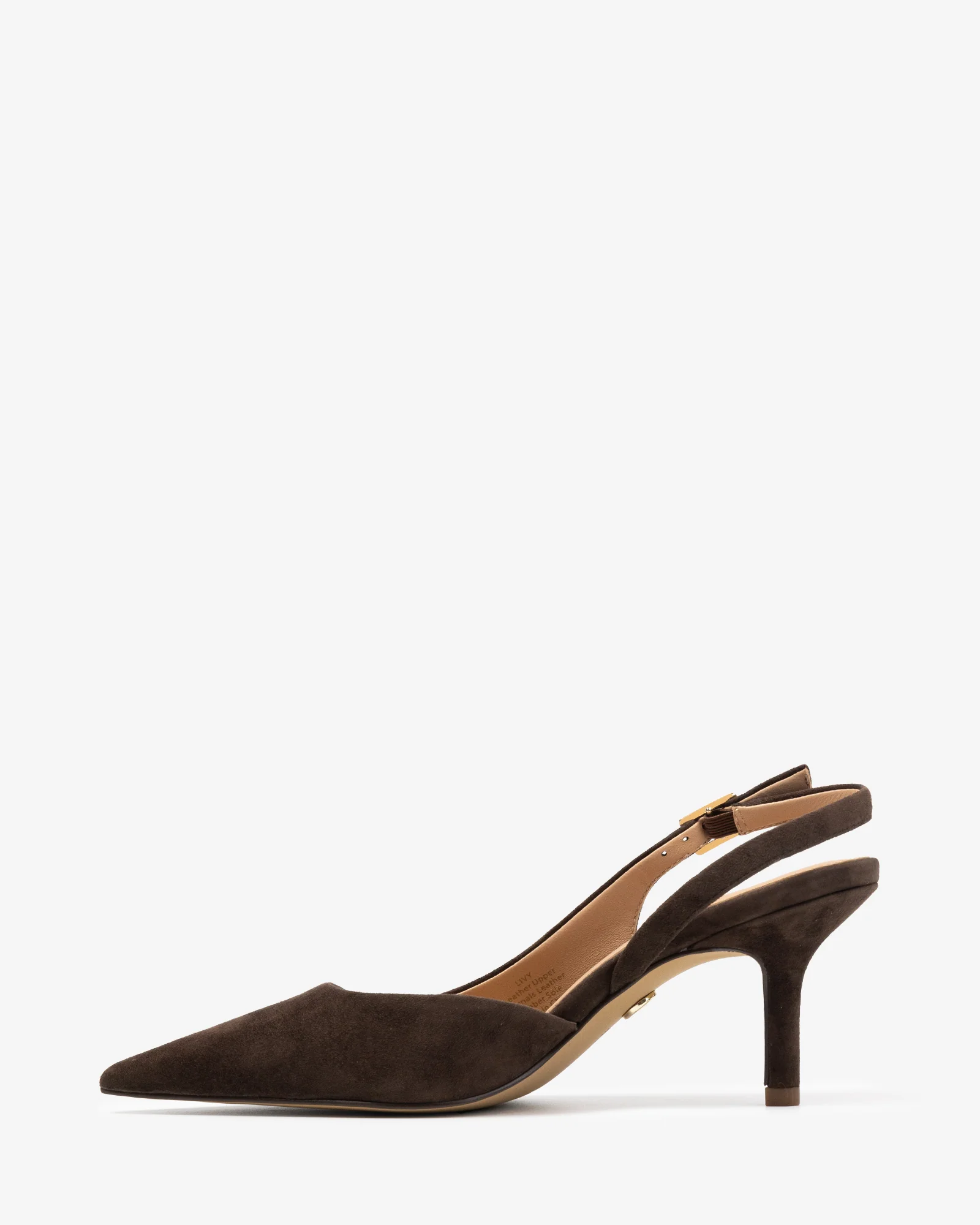 Livy Chocolate Suede Leather Slingback - Image 6