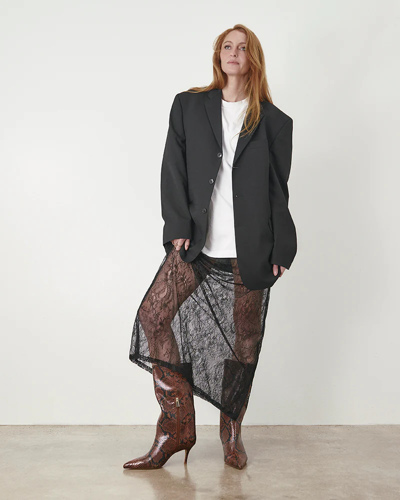 Lozana Havana Tan Python Print Leather Mid-Calf Boot - Image 8