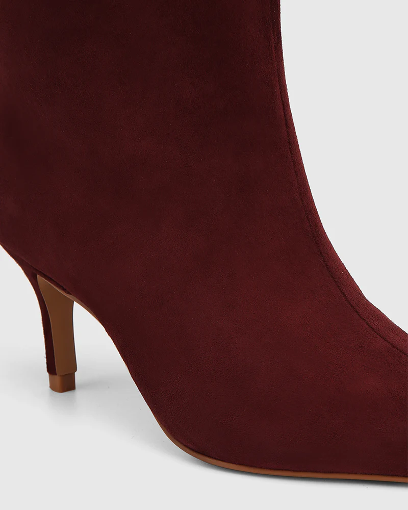 Lozana Wine Red Suede Leather Mid-Calf Boot - Image 3