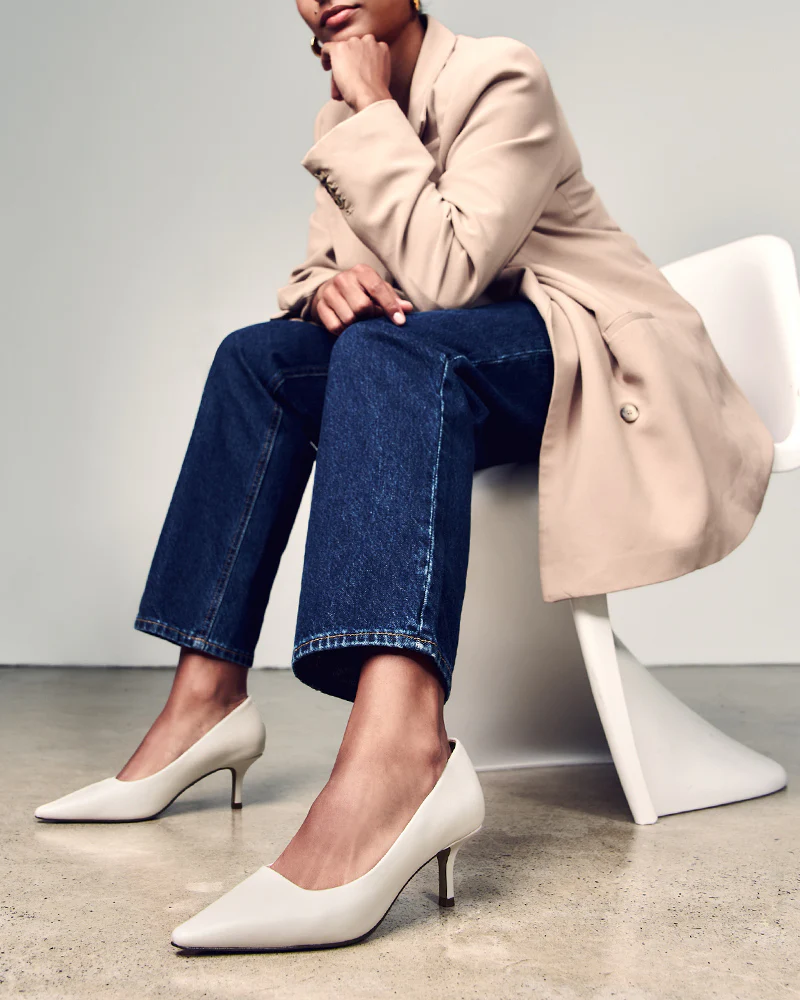 Maine Off White Leather Pump - Image 9