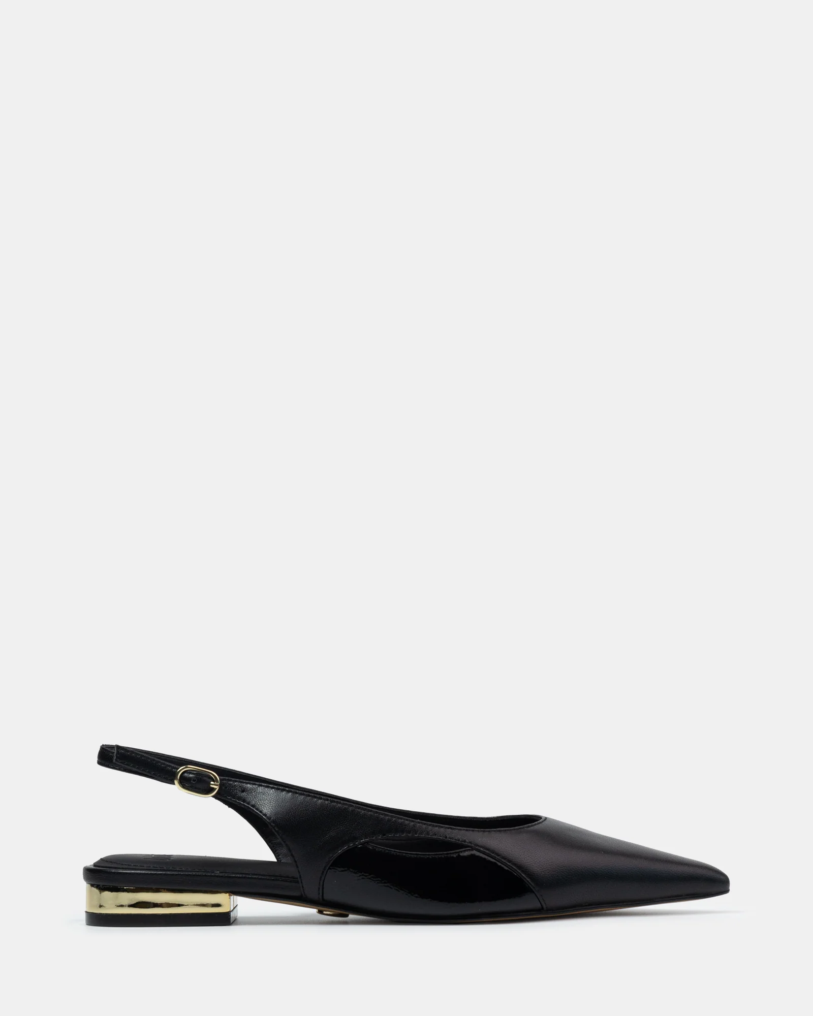 Margaret Black Leather Slingback