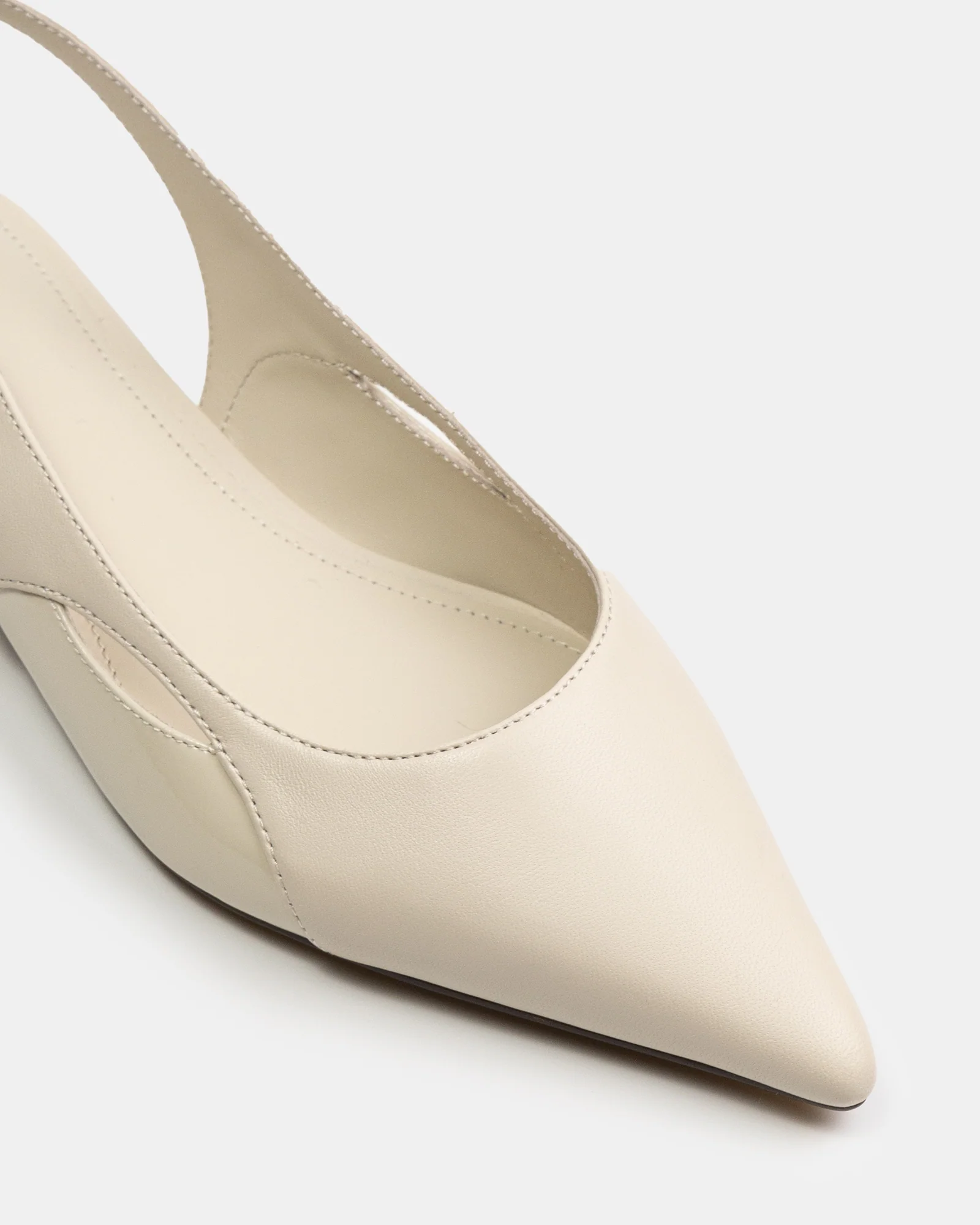 Margaret Vintage Ivory Leather Slingback - Image 3