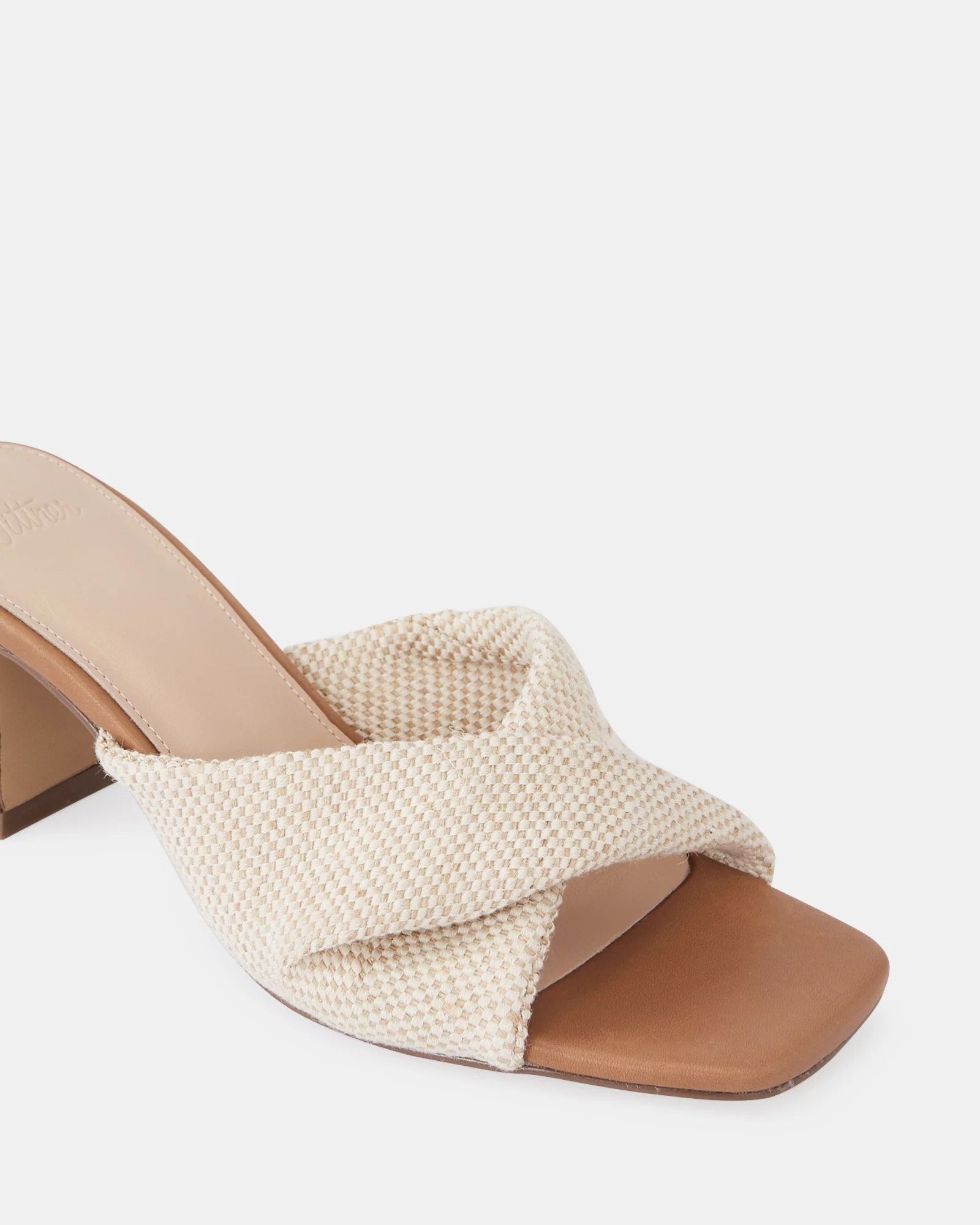 Marlee Natural Textile Flared Heel Mule - Image 3