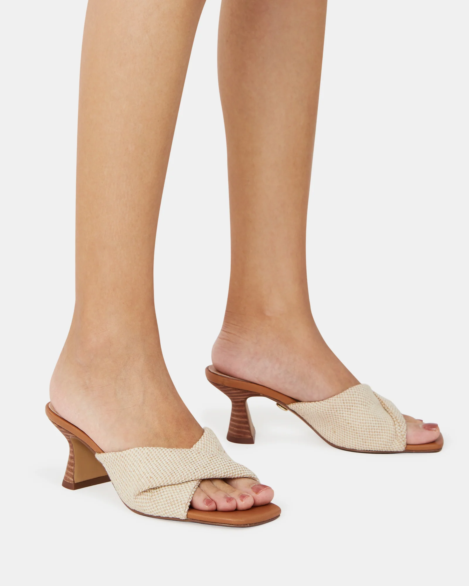 Marlee Natural Textile Flared Heel Mule - Image 7