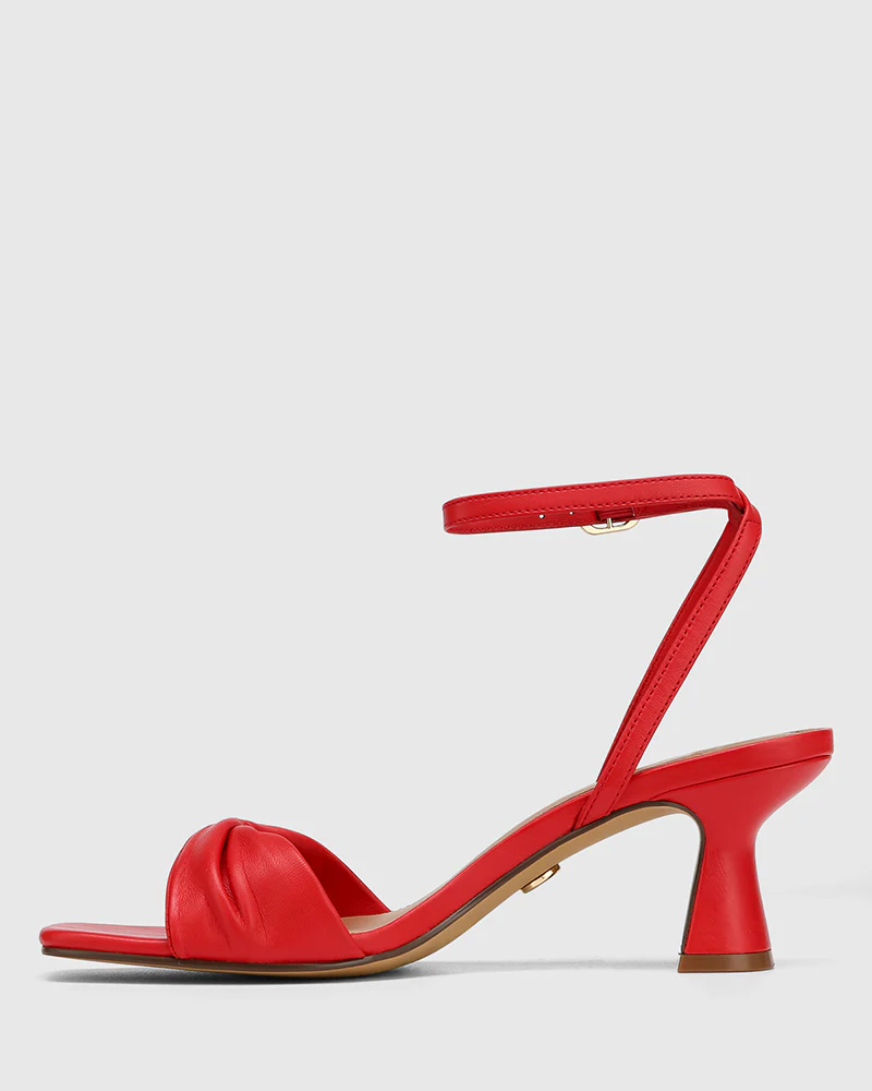 Martha Deep Red Leather Flared Heel - Image 6