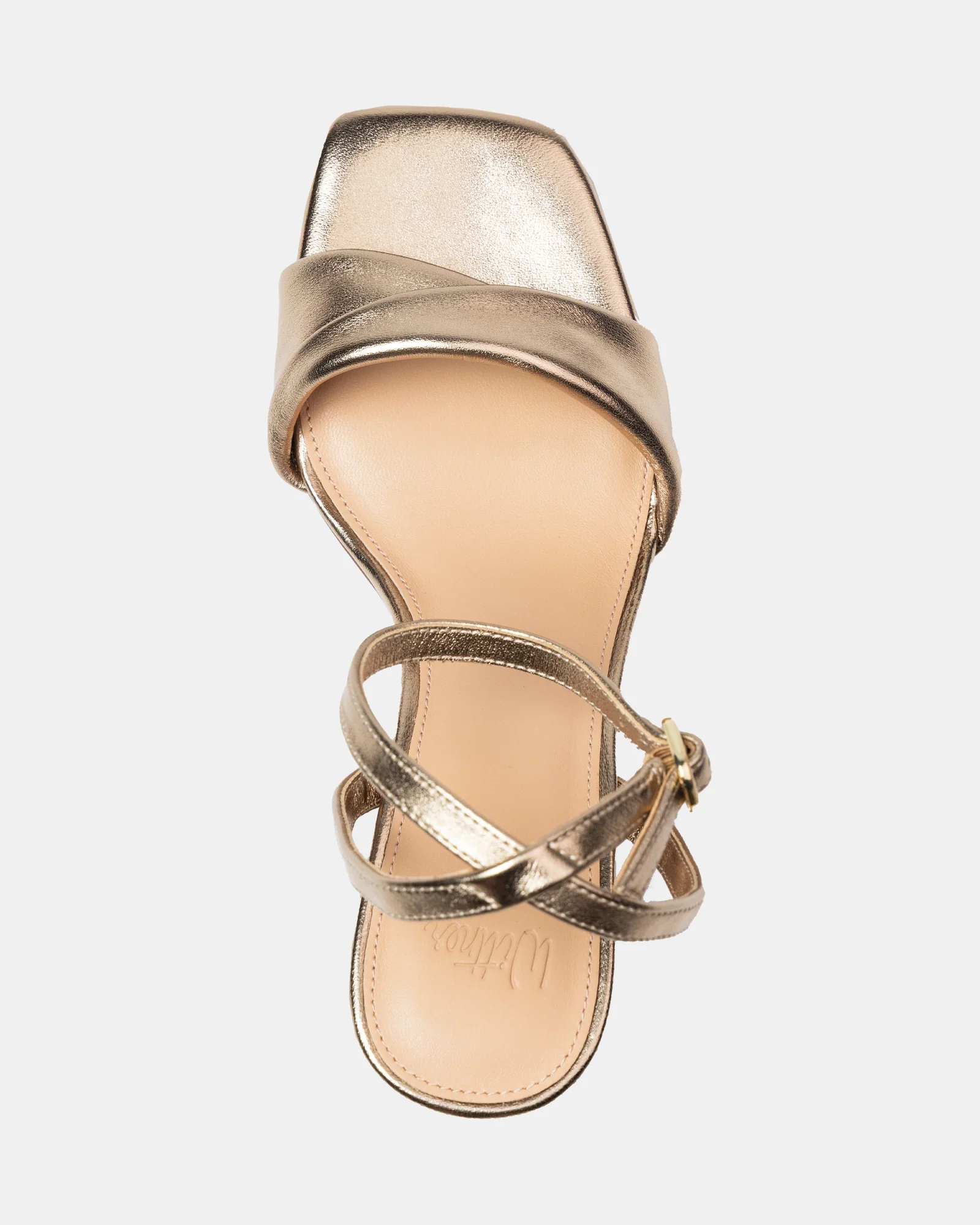 Martina Champagne Metallic Leather Flared Heel - Image 5