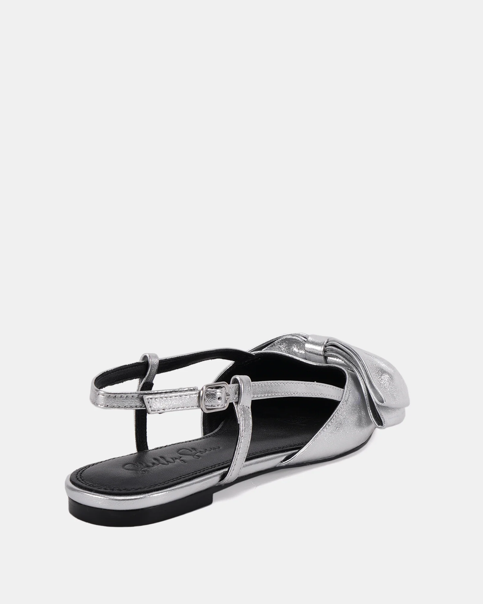 Matteo Silver Metallic Leather Flat Slingback - Image 5