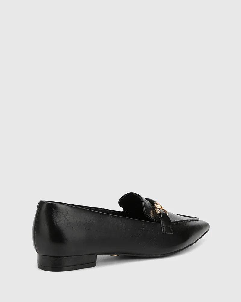 Meela Black Crinkle Leather Loafer - Image 4