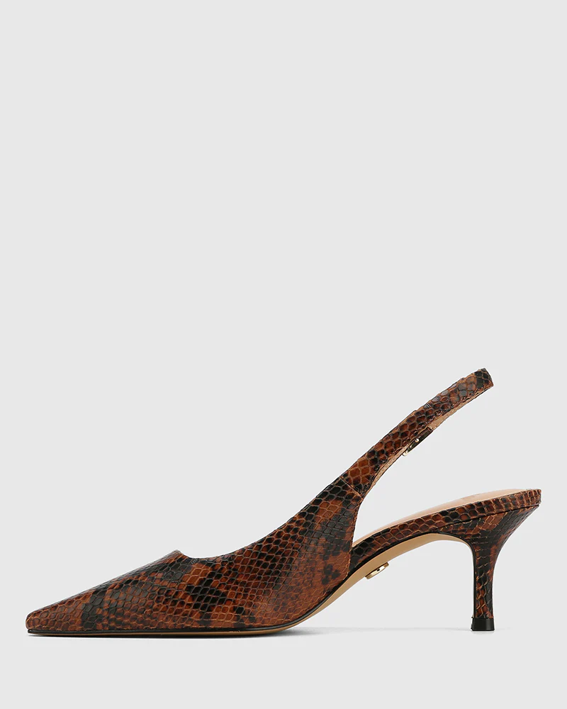 Mella Havana Tan Python Print Leather Slingback - Image 6
