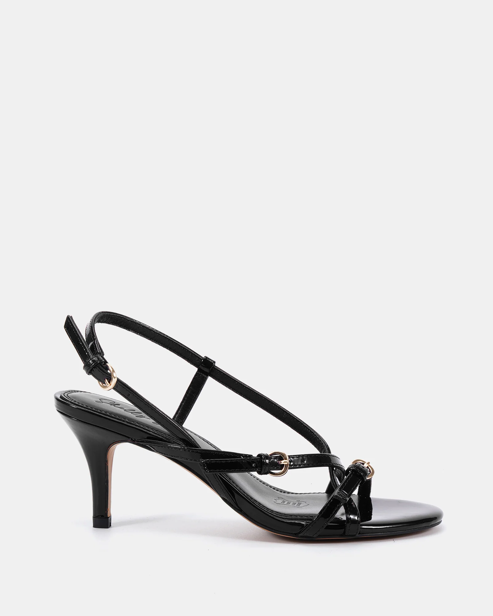 Nave Black Patent Leather Strappy Heel