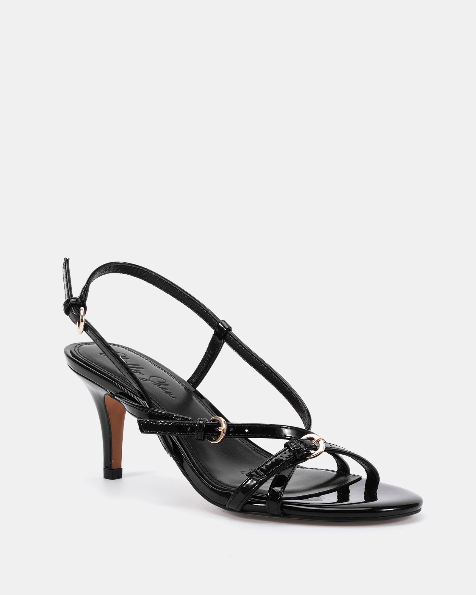 Nave Black Patent Leather Strappy Heel - Image 2