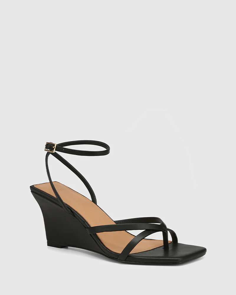 Nyla Black Leather Wedge - Image 2