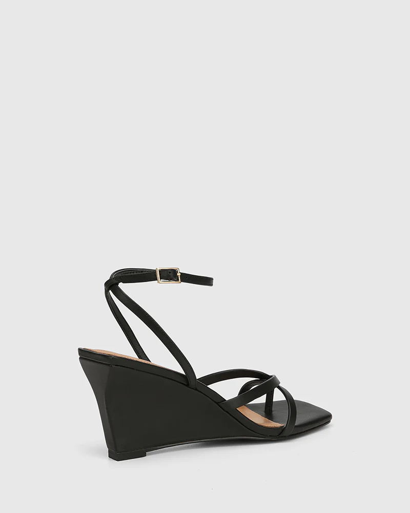Nyla Black Leather Wedge - Image 4
