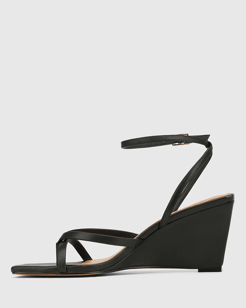 Nyla Black Leather Wedge - Image 6