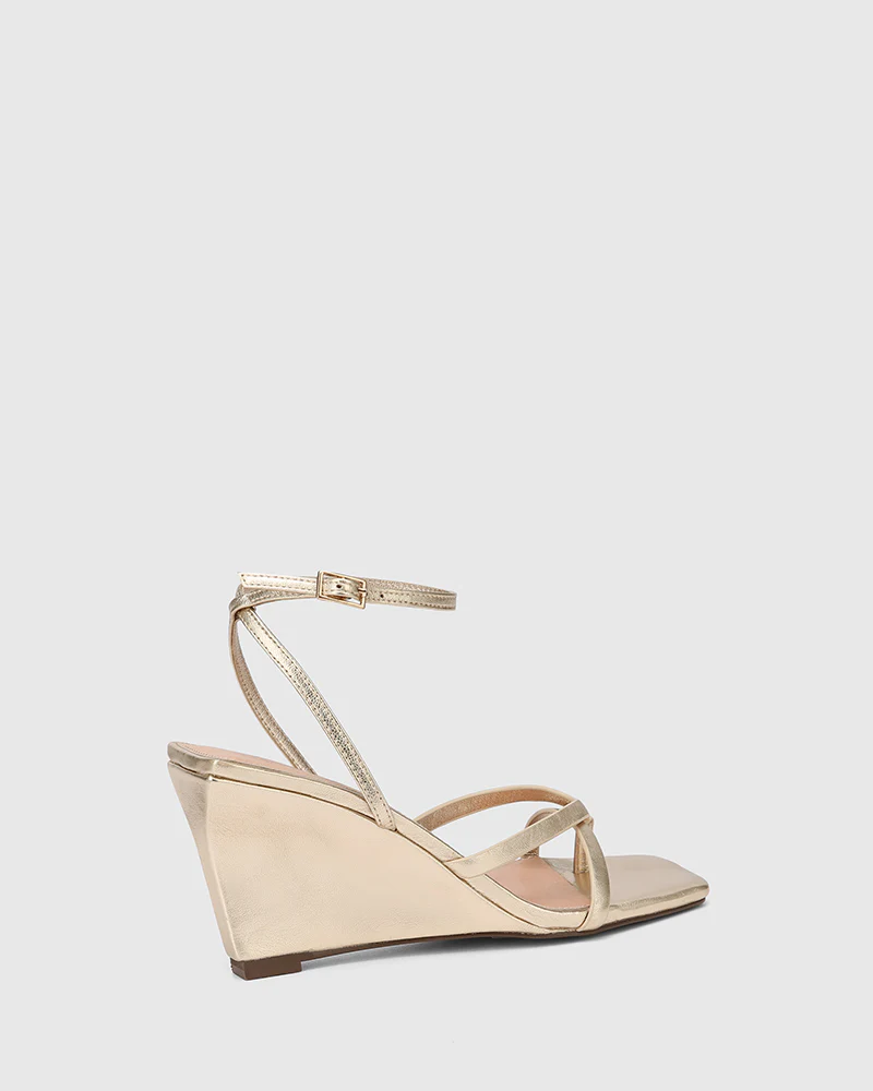 Nyla Champagne Metallic Leather Wedge - Image 4