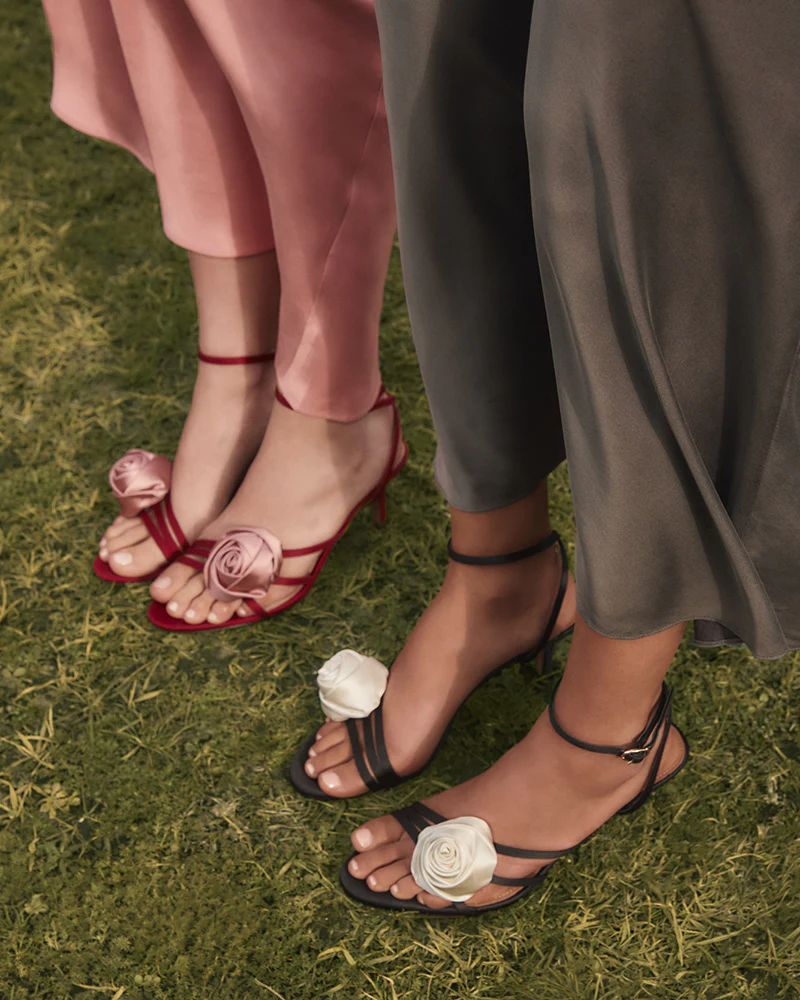 Ophilia Black Recycled Satin Strappy Heel - Image 3