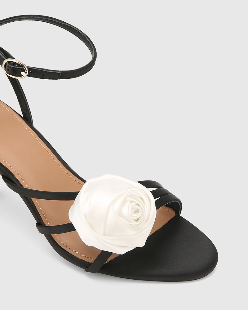 Ophilia Black Recycled Satin Strappy Heel - Image 5