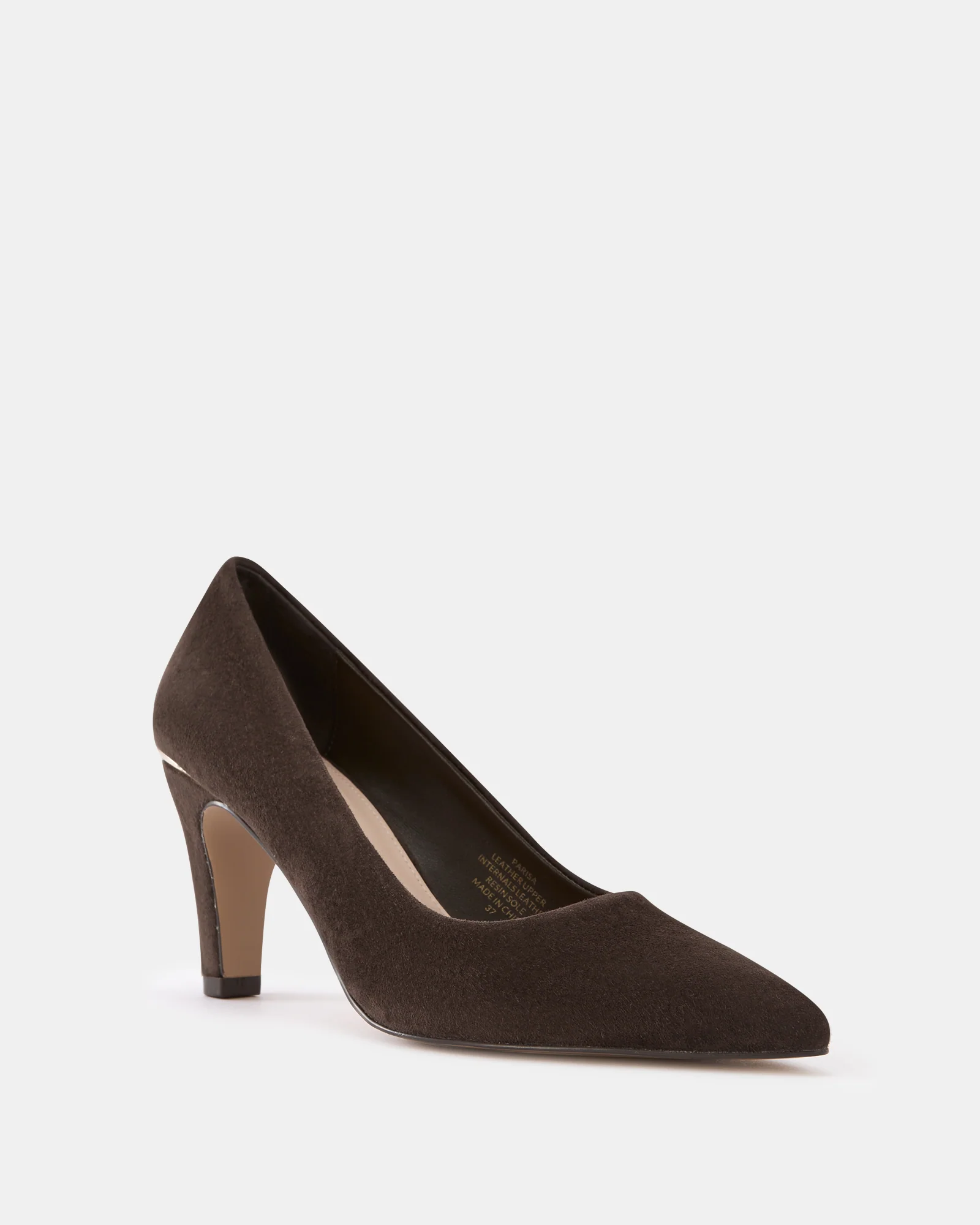 Parisa Chocolate Suede Leather Pump - Image 2