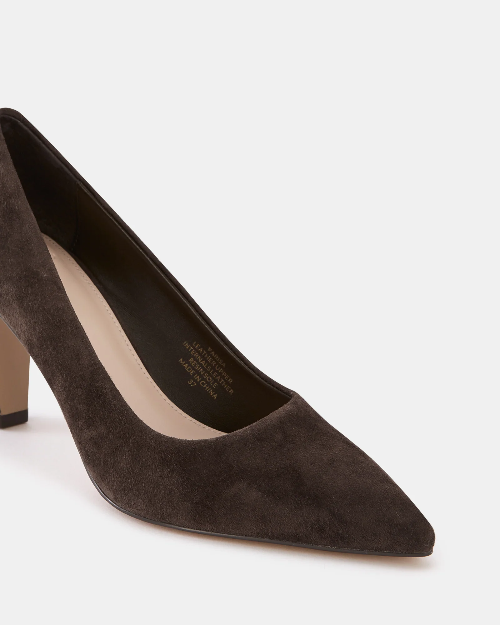Parisa Chocolate Suede Leather Pump - Image 3