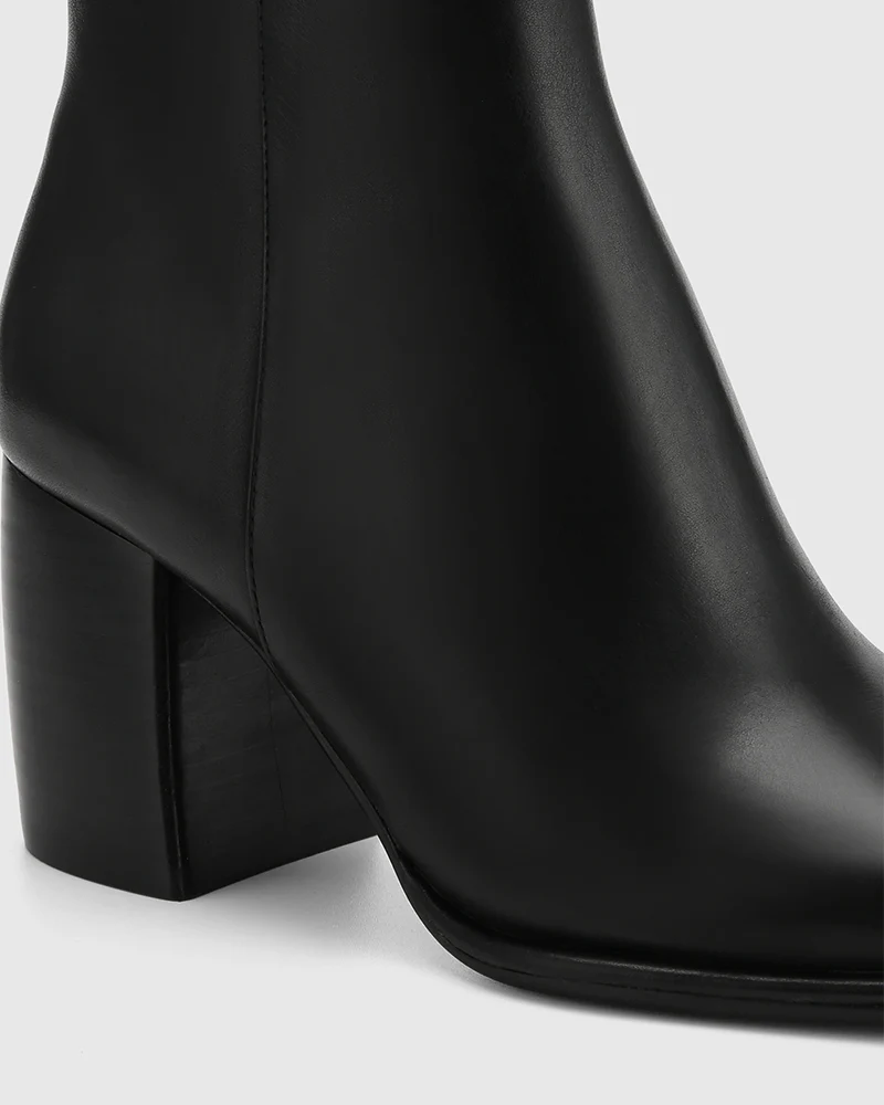 Pasha Black Leather Ankle Boot - Image 3