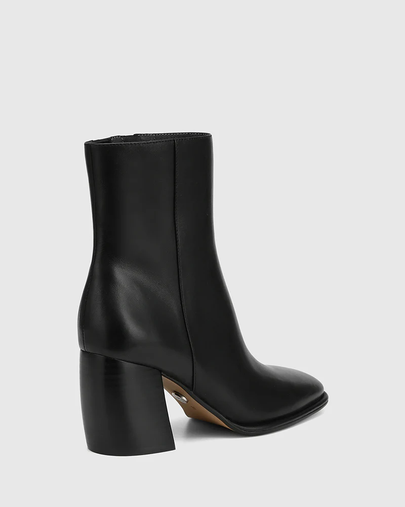 Pasha Black Leather Ankle Boot - Image 4