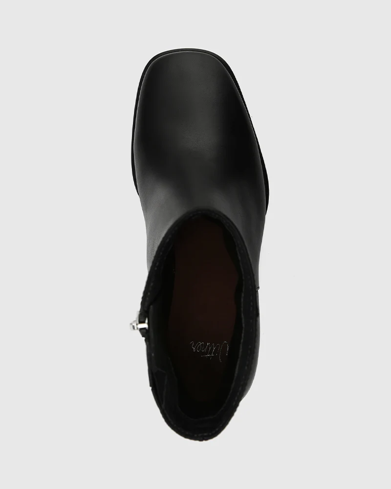 Pasha Black Leather Ankle Boot - Image 5