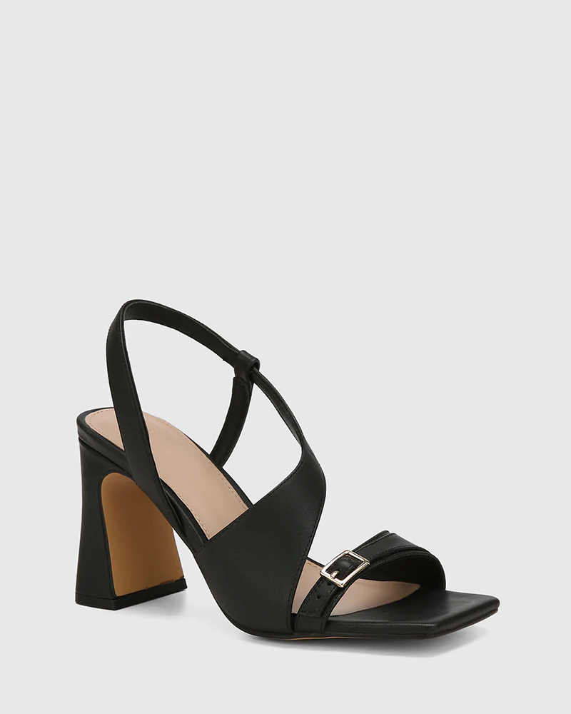 Perla Black Leather Heel - Image 3