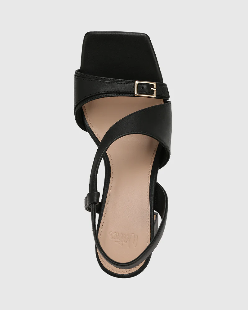 Perla Black Leather Heel - Image 6