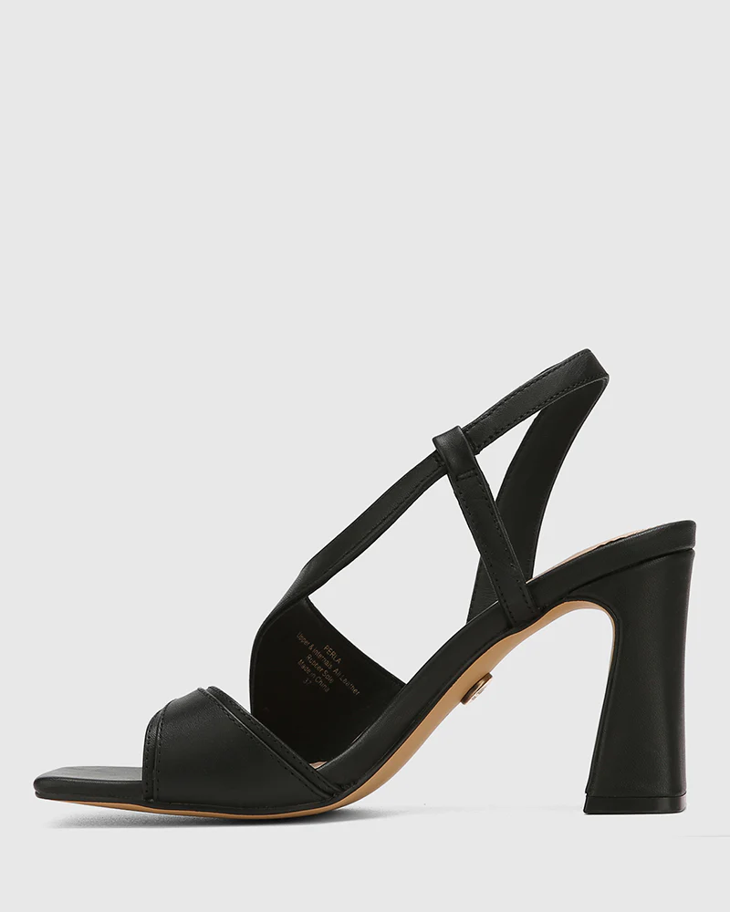 Perla Black Leather Heel - Image 7