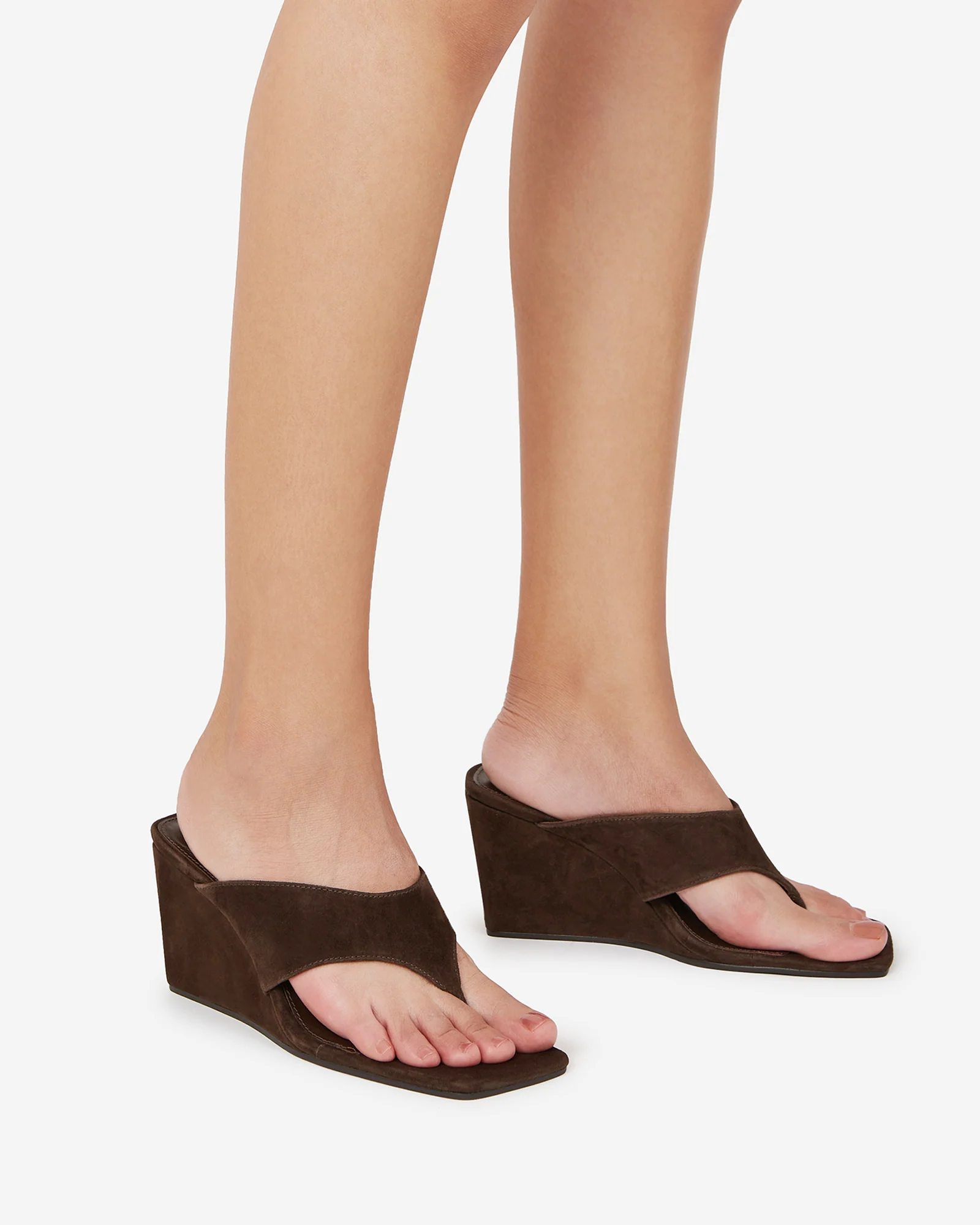 Perri Espresso Suede Leather Wedge Thong - Image 8