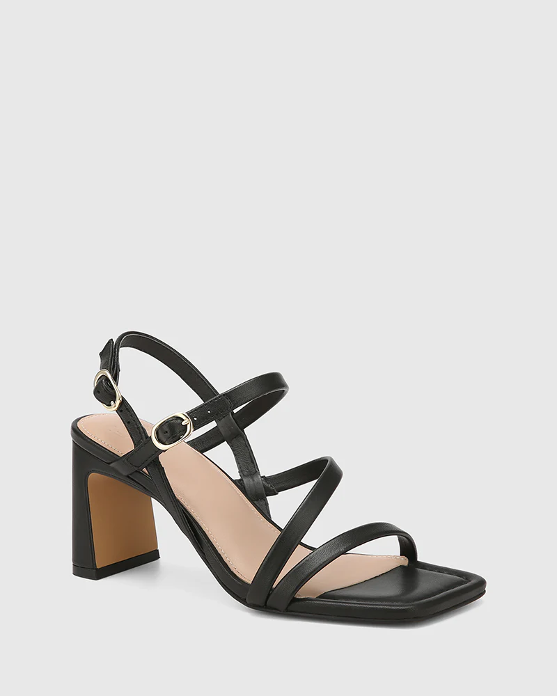 Primo Black Leather Strappy Heel - Image 2