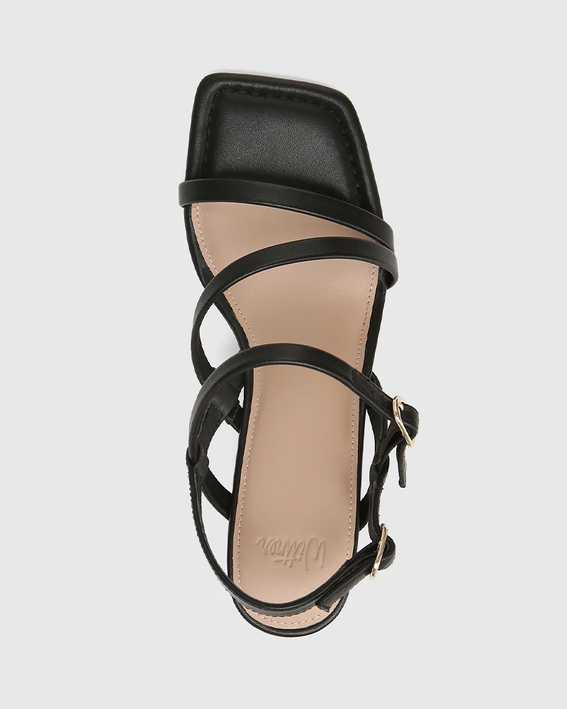 Primo Black Leather Strappy Heel - Image 5