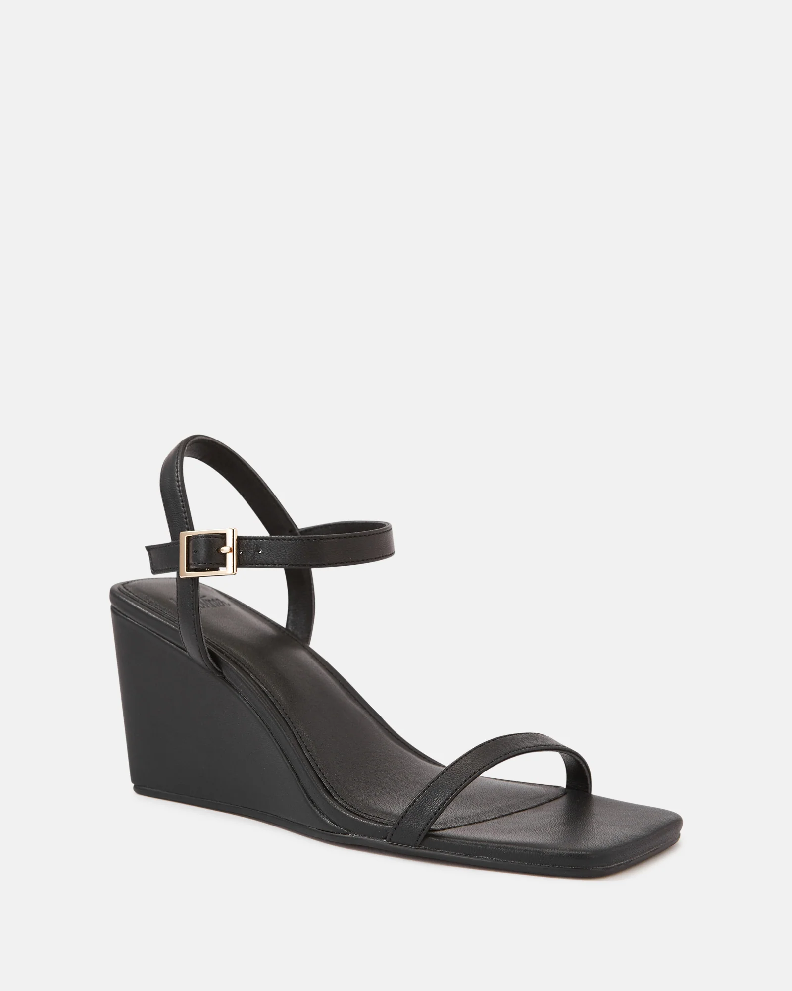 Prisca Black Leather Wedge - Image 2
