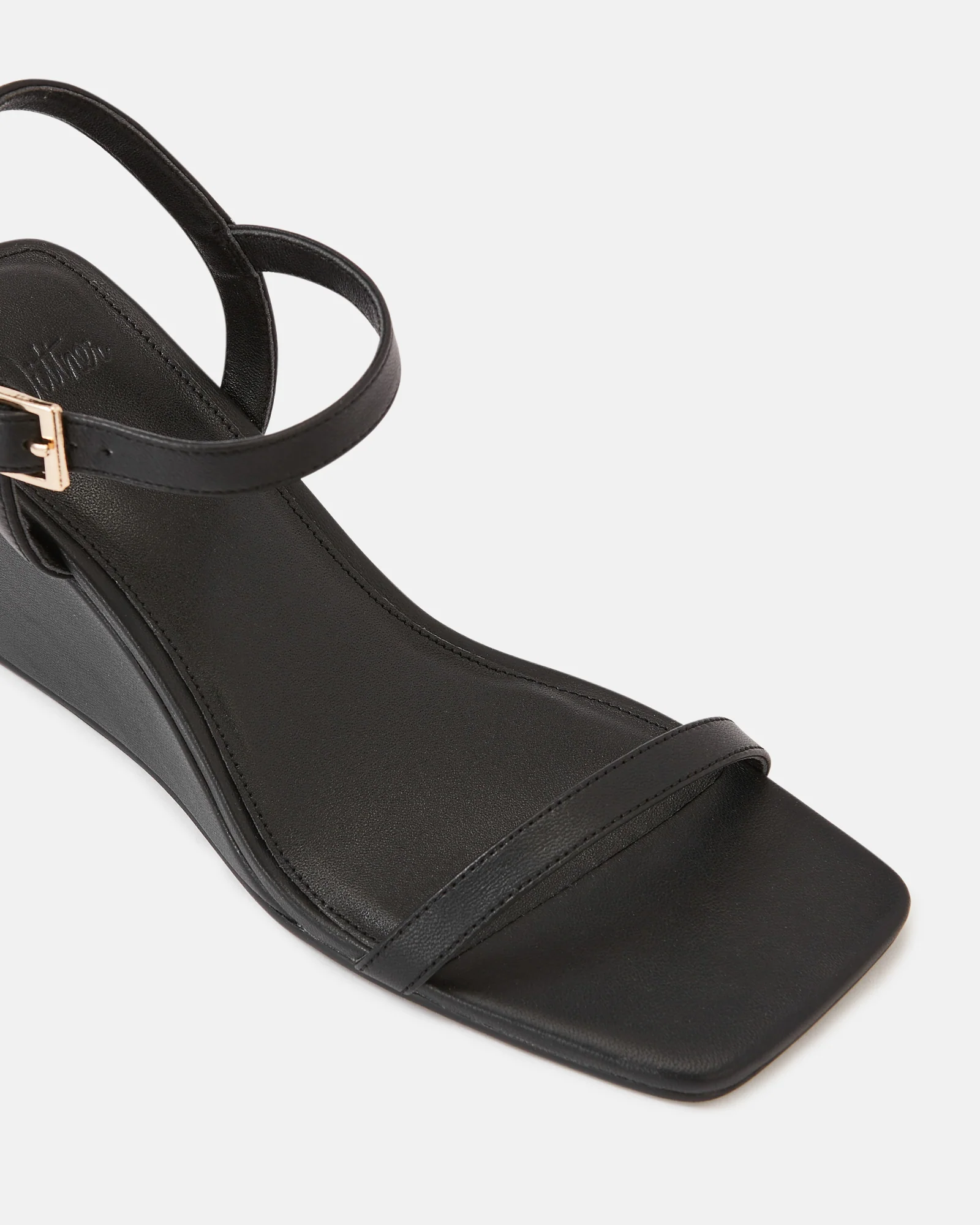 Prisca Black Leather Wedge - Image 3