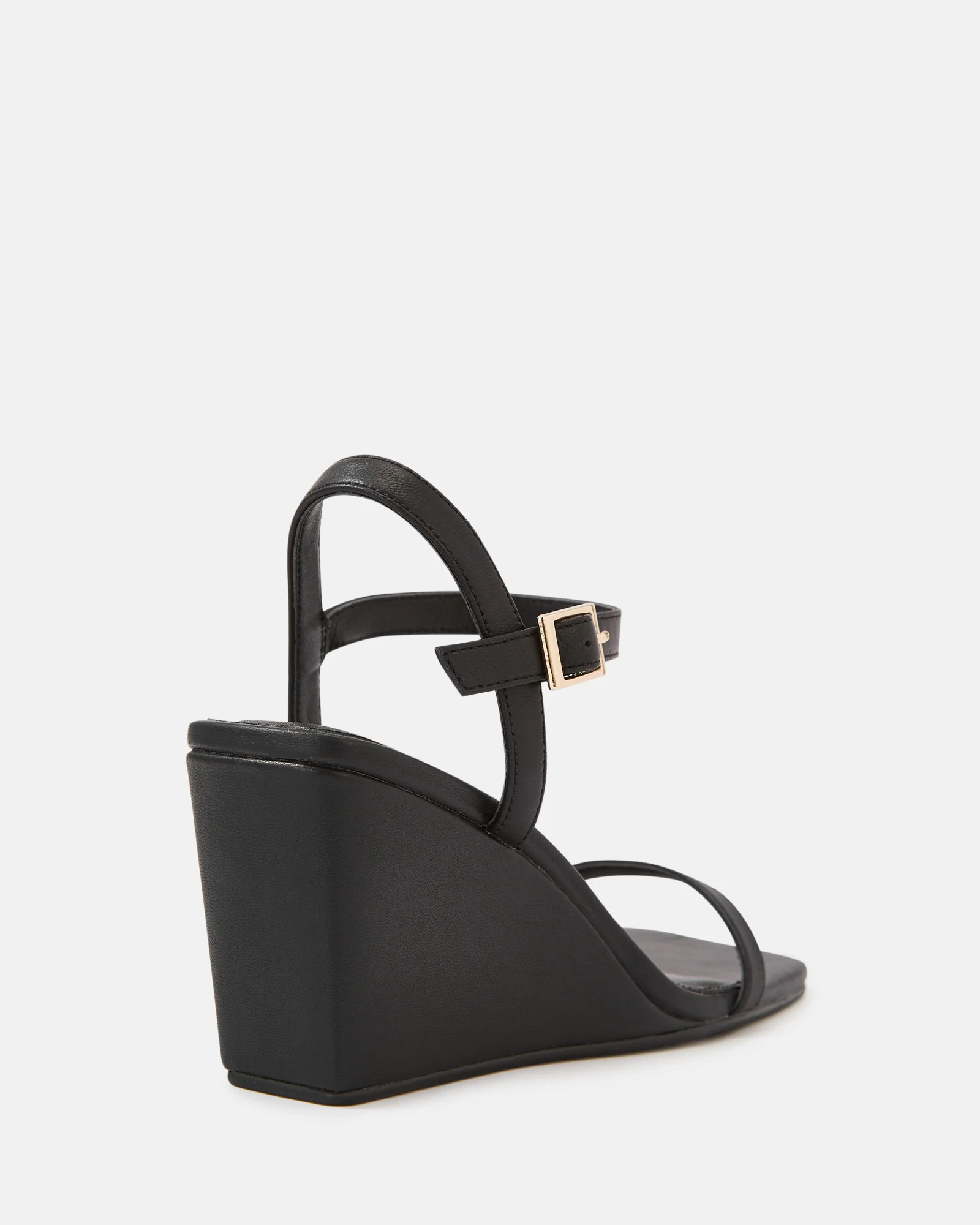 Prisca Black Leather Wedge - Image 4