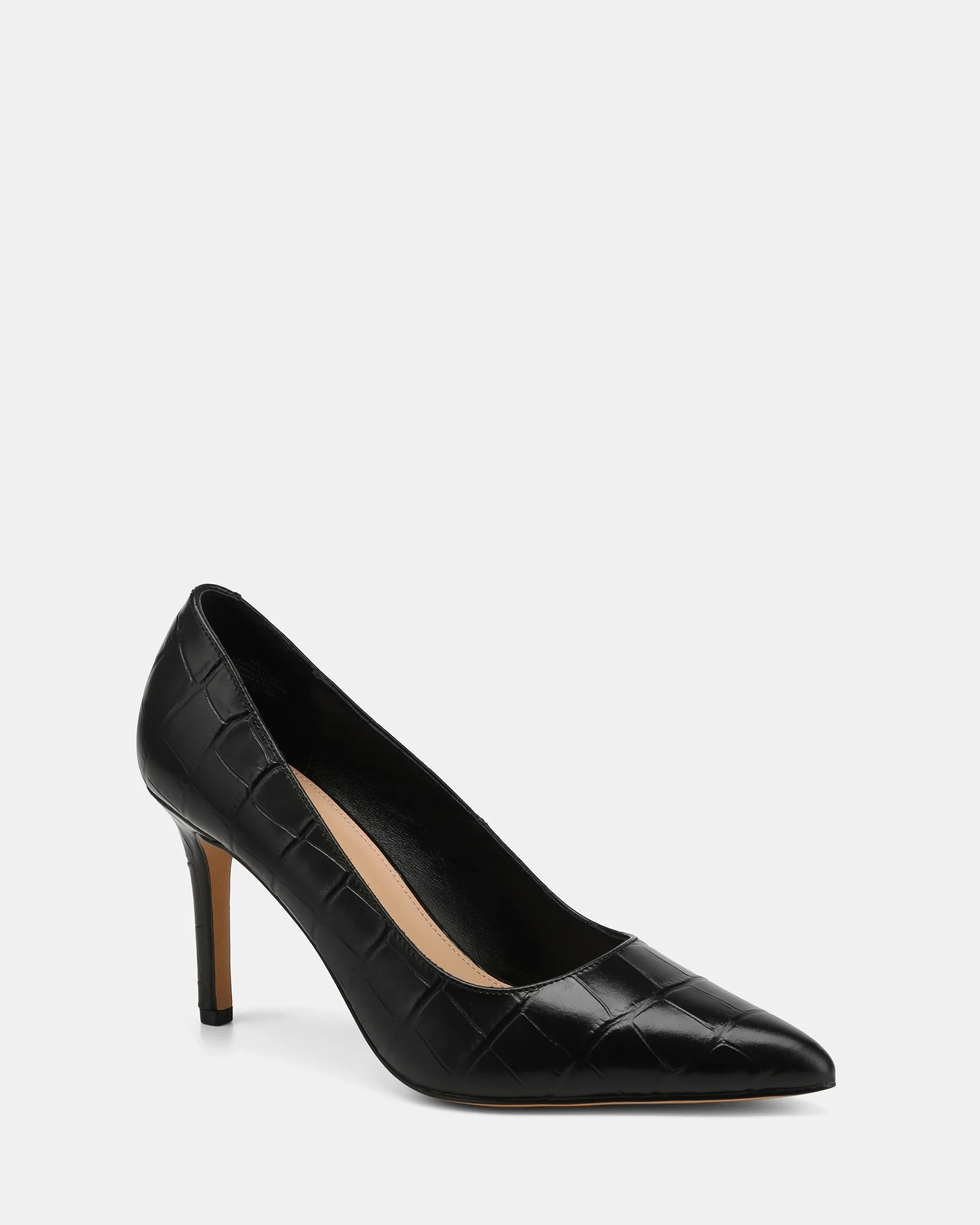 Ravyn Black Croc Embossed Leather Pump - Image 2
