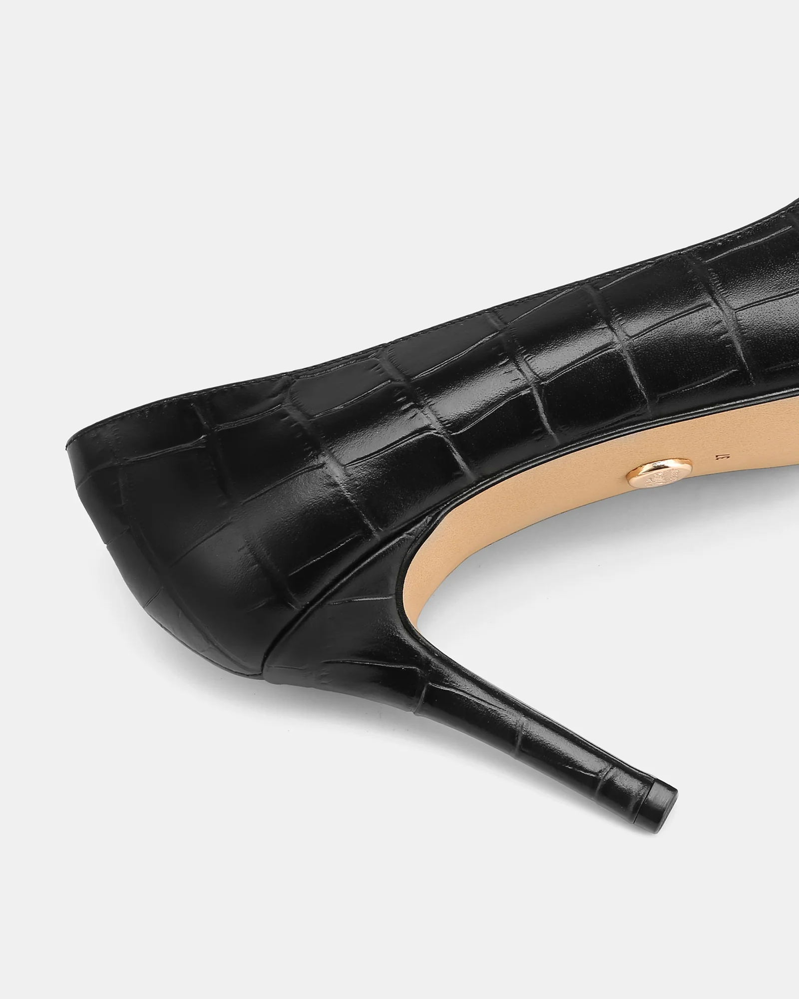 Ravyn Black Croc Embossed Leather Pump - Image 3