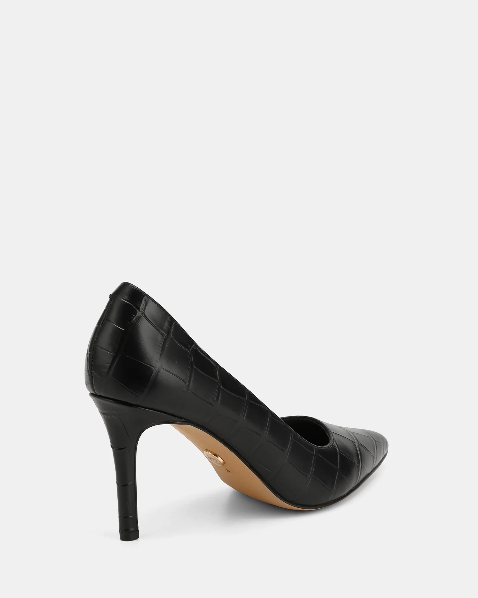 Ravyn Black Croc Embossed Leather Pump - Image 4