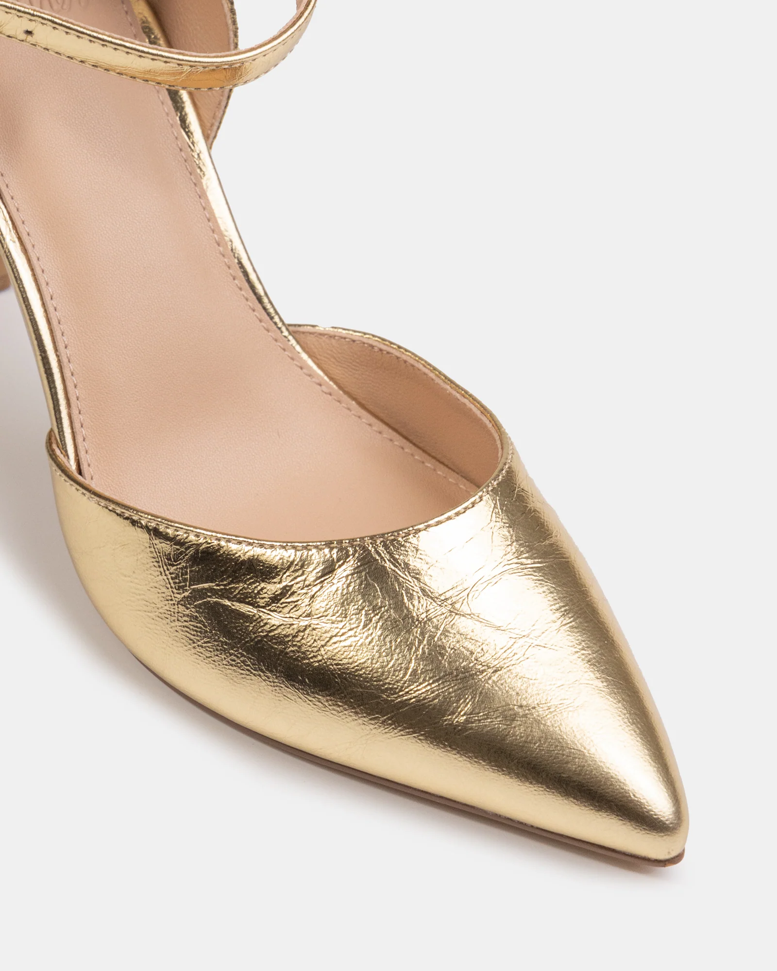Reva Gold Metallic Leather Stiletto Heel - Image 3