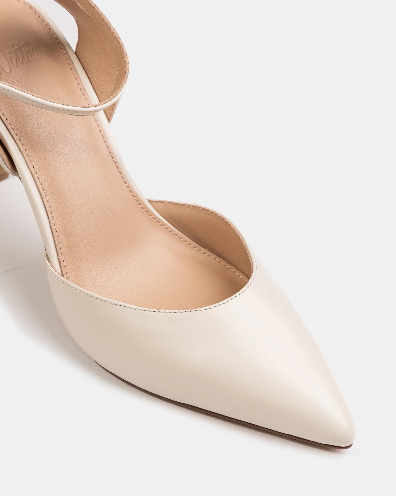 Reva Vintage Ivory Leather Stiletto Heel - Image 3