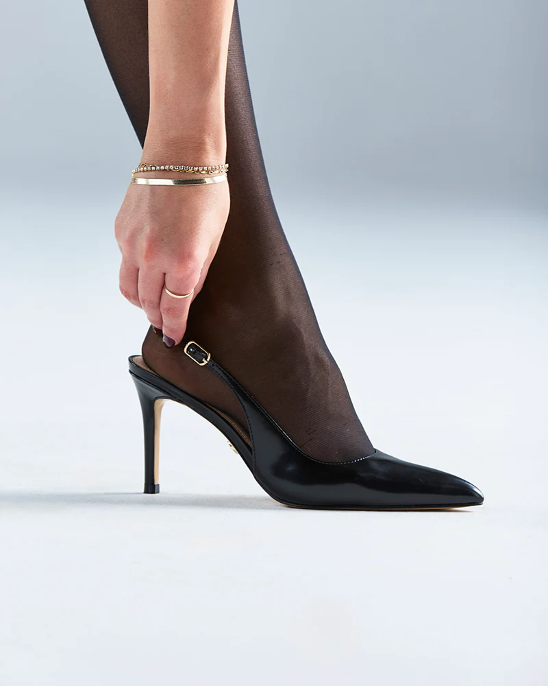 Riker Black Leather Slingback - Image 7