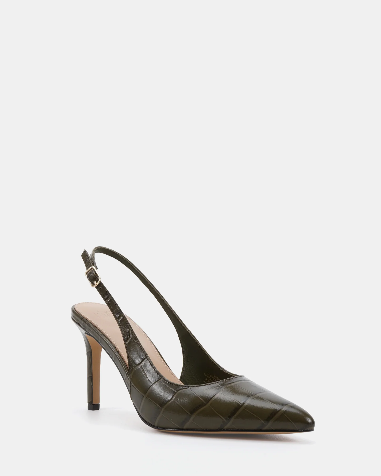 Riker Olive Green Croc Leather Slingback - Image 3