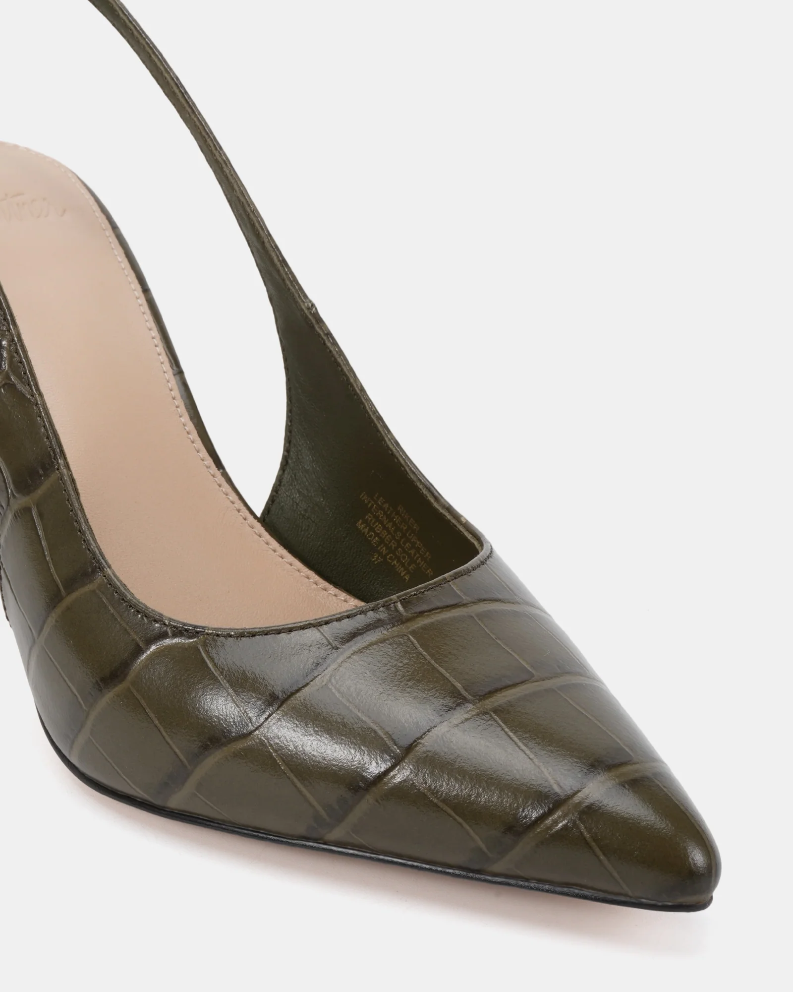 Riker Olive Green Croc Leather Slingback - Image 4